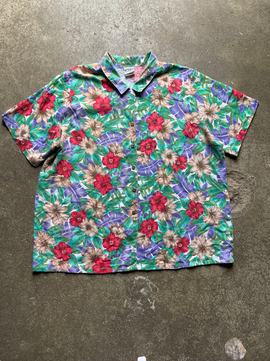 (3X) 00s Floral button up