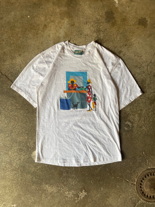 (XL) 90s Fish market tee