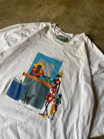 (XL) 90s Fish market tee