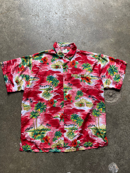 (XL) 00s Palm tree button up