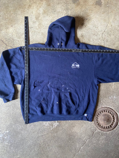 (2XL) Distressed Russell hoodie