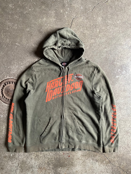 (2XL) 00s Harvey Davidson Zip Hoodie